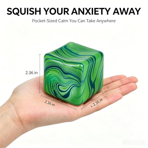 1 Pack Fidget Toys Squishy Stress Cube, Stress Balls for Kids Adults Squishies Stress Relief, Ice Sugar Sensory Toys for Kids with Autism, Fidgets for Classroom Prize Toys(Green,1 Pack)