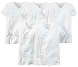 Carters Unisex Baby 5-Pack Side-Snap T-Shirts - white, 3 months