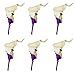 Angel Isabella Set of 6: Real Touch Quality Calla Lily Boutonniere - Purple, Natural White