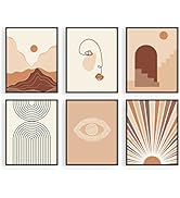 Haus and Hues Boho Prints for Wall Decor - Set of 6 Boho Posters and Boho Art Prints Mid Century ...