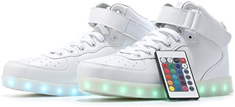 MaiDun Remote Controlled High Top LED Light Up Sneakers For Womens Mens Codenames,White W US5