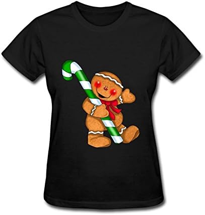 OULIN Women's Christmas Candy Cane Funny Cartoon T Shirt Black XXL