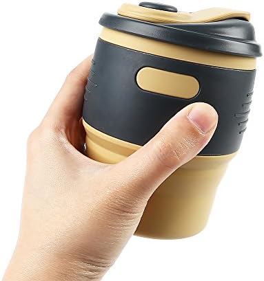 Collapsible Cup, Silicone Portable Coffee Tea Water Cups for Home Outdoor Camping Backpacking Hiking School Office Traveling (Yellow)