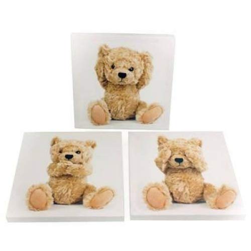 Set of 3 Teddy Bear Canvas/ Picture 20 x 20 cms ideal for nursery or children's room — image 1