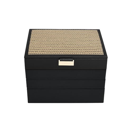Stackers Classic Black Raffia Jewelry Box, Set of 4