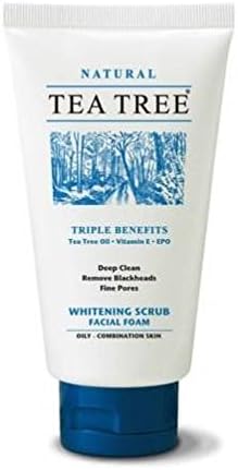 Natural Tea Tree : Whitening Scrub Facial Foam 140g (4.94 Oz) Deep Clean - Remove Blackheads and Pore tightening : For Oily - Combination Skin