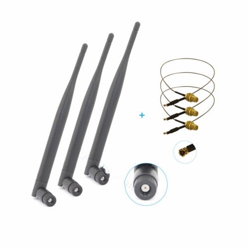 3x 6dBi RP-SMA Dual Band Wifi Antenna + 3 x 12' U.fl Cables For N750 N600 NEW