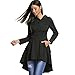 CharMma Women's Casual Single Breasted High Low Hem Lace Up Layered Hooded Coat (M, Black)