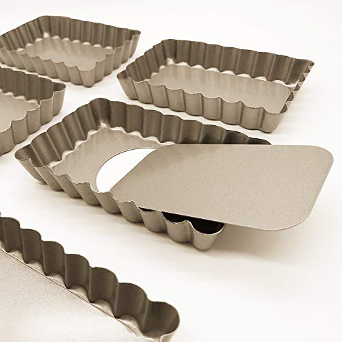 HOMOW Non-stick Pizza Pan, Quiche Pan With Removable Bottom, Removable Loose Bottom Quiche Pan, Tart Pie Pan, Heavy Duty Pan (5"X3"X0.8"(6PCS))