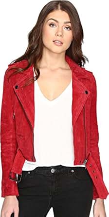 Blank NYC Women's Red Suede Moto Jacket in Red Moon Red