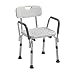 Drive Medical 12445KD-1 Shower Chair with Back and Padded Arms, Adjustable Height Bath Stool with Nonslip Feet, Tub Chair for Elderly, Bath Seat with Back, 350 LB Weight Cap, White