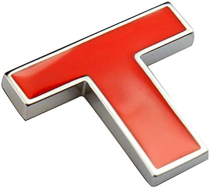 Yolu Car Logo Auto 3D Emblem Badge Sticker Chrome Letters Number DIY (Red, T)