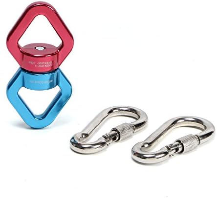 Rotational Device 360° Free Rotation Safest Swing Aluminum Alloy Climbing Swivel Web Tree Swing Rope Climbing Hammock Hanging Device (30KN) With two large size Carabiners