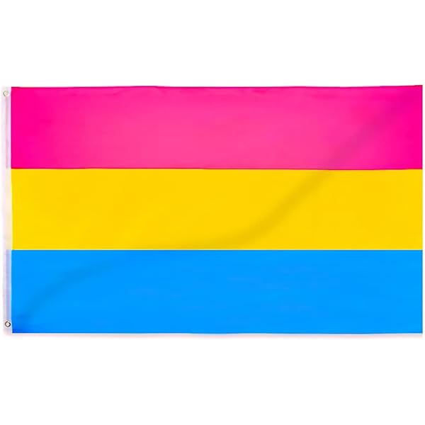 pink yellow and blue flag