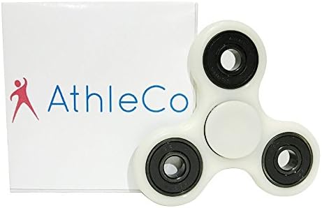 Fidget Spinner By AthleCo | Tri-Spinner Toy High Speed EDC ADHD Stress Anxiety Relieve Ceramic Bearing Spins up to 2 minutes (White)