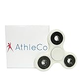 Fidget Spinner By AthleCo | Tri-Spinner Toy High Speed EDC ADHD Stress Anxiety Relieve Ceramic Bearing Spins up to 2 minutes (White)