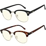 Anti Glare Computer Reading glasses Blue Light Blocking Reduce Eyestrain for Computer and Screens Clubmaster Style for Men and Women +1.25