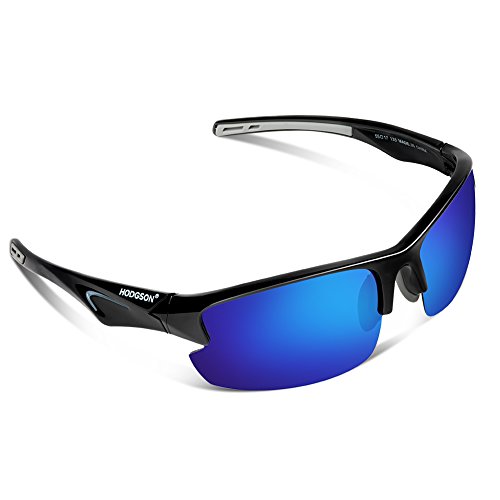 Polarized Sports Sunglasses for Men Women Cycling Fishing Outdoor Driving Golf Baseball Glasses TR Unbreakable (Black-Blue)