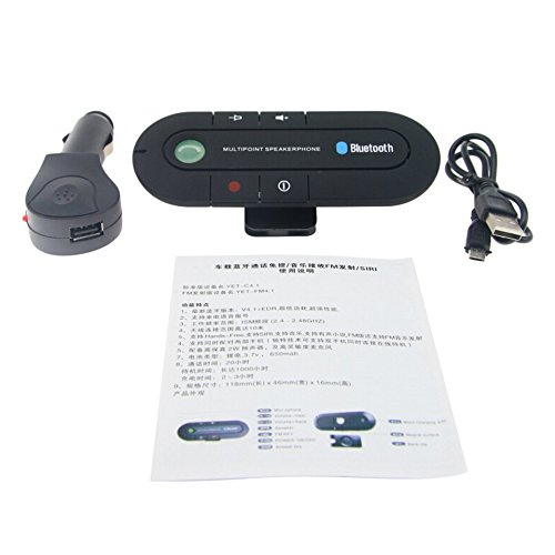 Baynne Wireless Bluetooth 4.1 Hands-Free Car Charger Sun Visor Speakerphone Car Kit(Color:Black)