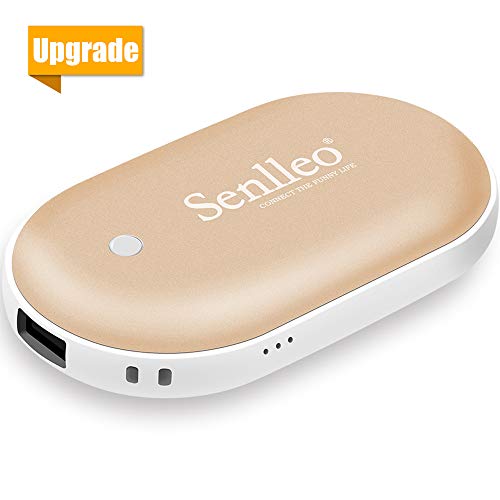 Senlleo Rechargeable Hand Warmer, 5200mAh PowerBank : Larger Capacity and Double-Sided Pocket Warmer Compatible with iPad iPhone Samsung All Android Smartphone, Winter Gift for Men Women