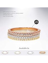 PAVOI 14K Gold Plated Sterling Silver CZ Simulated Diamond Stackable Ring Eternity Bands for Women