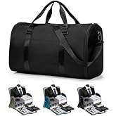 Convertible Garment Duffle Bags for Travel, Carry On Garment Bag for Women Men 2 in 1 Hanging Suit Bag, Large Weekender Bags for Business Trip Wedding Hanging Clothes Black