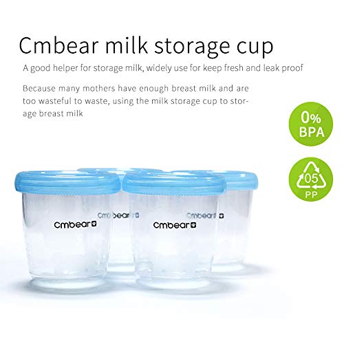 Breastmilk Storage Organizer Breastmilk Storage Bottles Breast Milk Storage Cups BPA Free 180ml / 6 oz Pack of 4