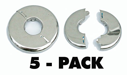 (5 Pack) Split Fire Sprinkler Cover Escutcheons in Chrome for 1/2" Iron Pipe Size - Thumbnail 2
