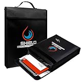 Fireproof Safe Security Box for Valuables, Waterproof and Fireproof Bag, Home Safe, Money Box Bag, Portable Fire Safe Document Box with Lock, 15×11×3 inches Document Safe Fireproof Box Bag in Black