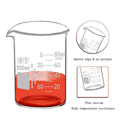 Glass Beakers Set Borosilicate Graduated Measuring Low Form Beaker 6 Sizes 10ml 50ml 100ml 250ml 500ml 1000ml - Thumbnail 2