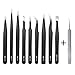 Anti-Static Precision Tweezers Set,10 Pack ESD Tweezer Kit Stainless Steel Tweezers, Non-magnetic Curved Tweezers for Craft, Jewelry, Electronics Repair, Soldering, Laboratory Work