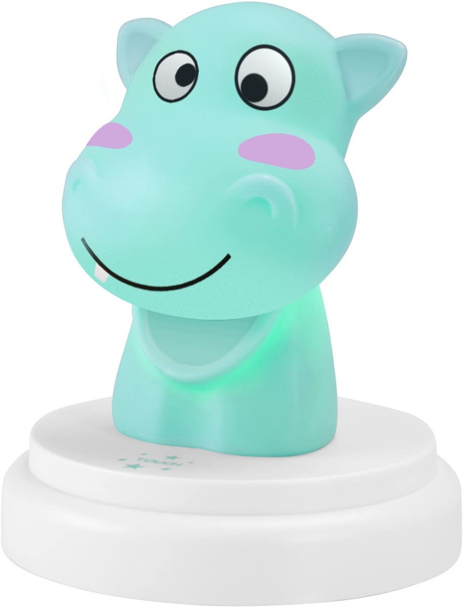 Alecto LED Night Light - Cute Hippo Figure - Automatic Shut-Off After 30 Minutes - Battery Operated - Green