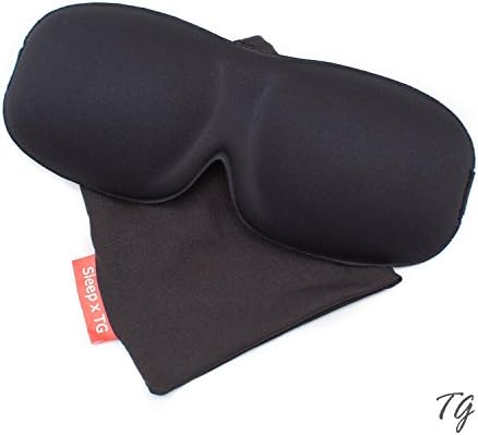 Eye mask for Sleeping - Contour Blindfold Eye Mask That's Comfortable, Super Soft and Adjustable Over Ear. This Black Sleeping Mask Comes with a Pouch and Great for Sleeping, Shift Work, and Travel