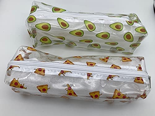 Pack of 2 Transparent Pencil Case Cute Clear Exam Pencil Case Pouch Large Pen Pencil Case with Great for Teenagers Students Boys Girls Makeup Brush