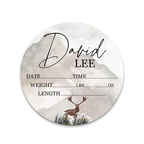 Birth Stat Sign Personalized for Newborn Baby, Woodland Deer Design, Crib & Nursery Decor, Photography Prop, Baby Shower Gifts, Gender Reveal, Pregnancy Announcement, Hickory Hollow Designs