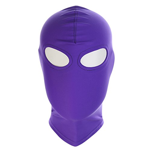HOT TIME Unisex Lycra Spandex Zentai Hood Mask (S-Small, Purple-Open Eyes) - Thumbnail 4