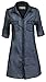 Women's Casual Button Down Roll Up Sleeve Cotton Denim Pocket Fitted Tunic Top