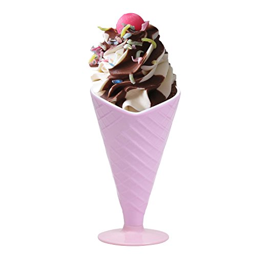 Estaly Plastic Ice Cream Sundae Waffle Cone Cup Set of 4 Food