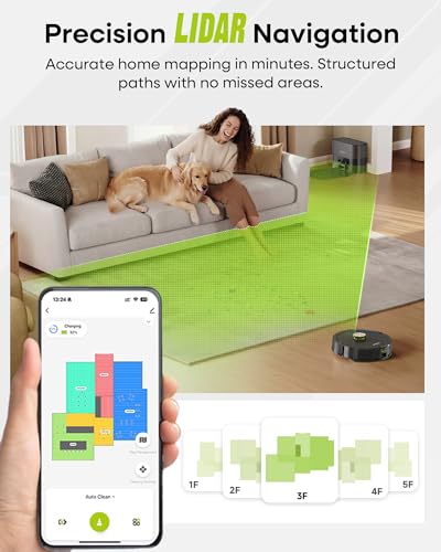 MONSGA Robot Vacuum with Mop Self Emptying, 8000Pa Suction, Lidar Navigation, Dual Anti-Tangle, Protective Charging Base Pad, 90 Days Hands-Free, APP/Remote/Voice Control, for Hard Floors and Carpets