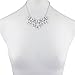 LUX ACCESSORIES Silvertone and White Flower Floral Mini Statement Necklace