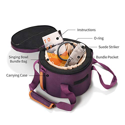 TOPFUND A Note Crystal Singing Bowl Third Eye Chakra 8 inch with Heavy Duty Carrying Case and Singing Bowl Suede Striker - Image 6