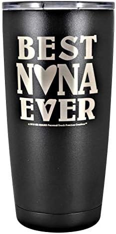 NANA GIFT – Engraved BEST NANA EVER Stainless Steel Tumbler 20 oz Premium Permanent Leatherette Sleeve Vacuum Insulated Travel Coffee Mug Hot Cold Drinks Mother’s Day Christmas Birthday (Black/Silver)