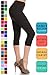 Leggings Depot High Waisted Capri Leggings - Soft & Slim - 37+ Colors (Black, One Size)
