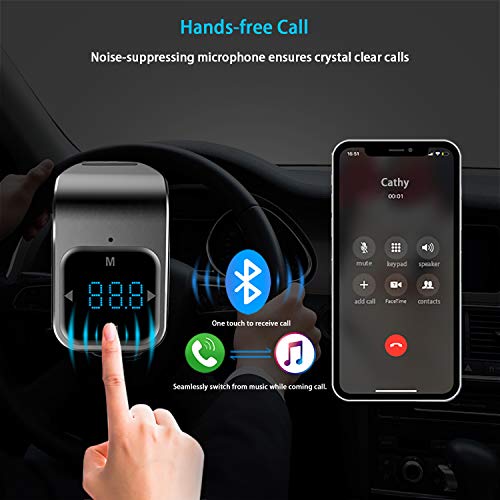 VOGEK Bluetooth FM Transmitter Car, Air Vent Wireless Bluetooth 4.2 FM Radio Transmitter Adapter Car Kit Handsfree Calling Dual USB Car Charging Port Mobile Audio Devices