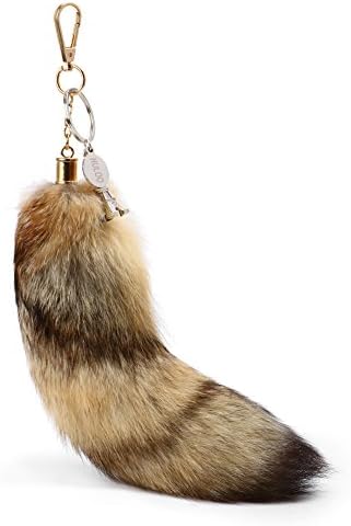 Omlopp Corsac Fox Tails Fox Fur Fur Bag Charm Pendant 10in - 12in
