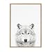 Kate and Laurel Sylvie Wolf Animal Print Black and White Portrait Framed Canvas Wall Art by Simon Te Tai, 23x33 Natural