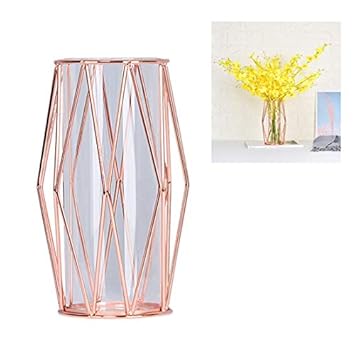 Amazon Com Sylots Clear Glass Flower Vase With Metal Rack Stand