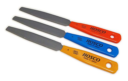 Hosco Japanese Saddle File Set for Acoustic Guitar, 3 files with 2 thicknesses each
