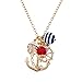 LUX ACCESSORIES Gold Tone Nautical Cluster Anchor Ship Wheel Charm Necklace