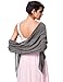 Kate Kasin Women's Dress Shawls and Wraps Soft Chiffon Evening Party Shawls Scarf Gray